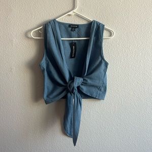 💗NWT💗 PrettyLittleThing Linen Look Knot Crop Top